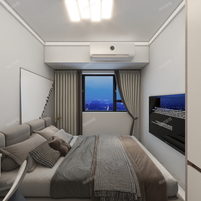 Seconda camera da letto in stile moderno con guardaroba di colore chiaro